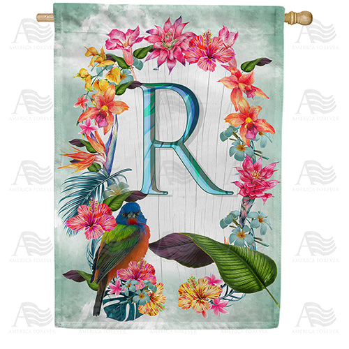 Island Flowers Monogram Double Sided House Flag
