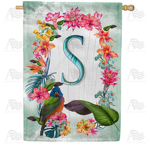 Island Flowers Monogram Double Sided House Flag