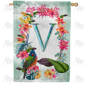 Island Flowers Monogram Double Sided House Flag