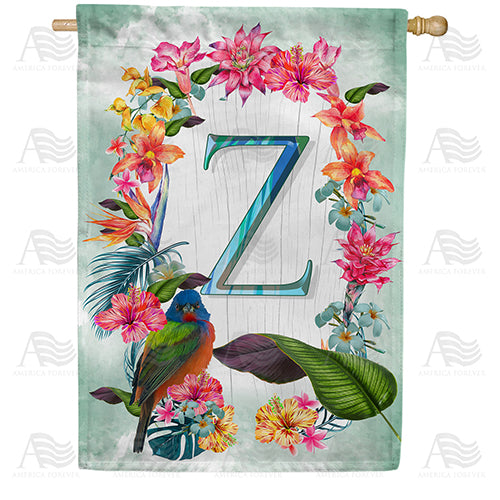 Island Flowers Monogram Double Sided House Flag