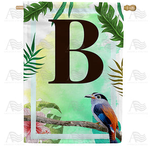 Tropical Bird Monogram Double Sided House Flag