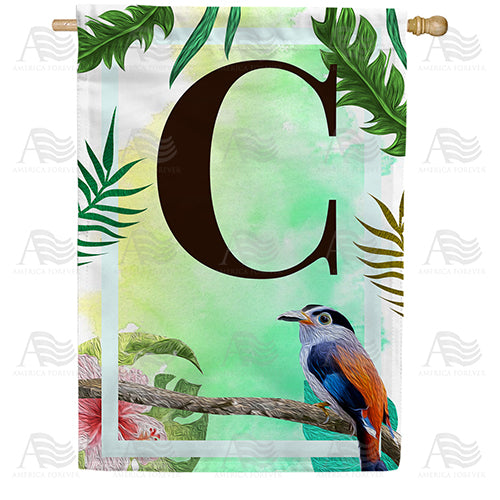 Tropical Bird Monogram Double Sided House Flag