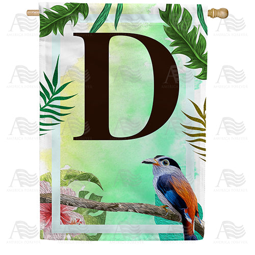 Tropical Bird Monogram Double Sided House Flag