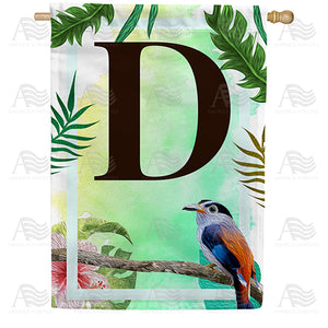Tropical Bird Monogram Double Sided House Flag