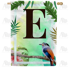 Tropical Bird Monogram Double Sided House Flag