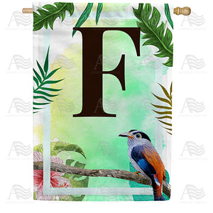 Tropical Bird Monogram Double Sided House Flag