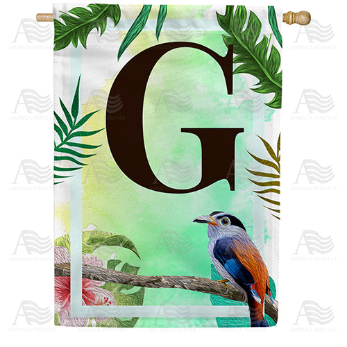 Tropical Bird Monogram Double Sided House Flag