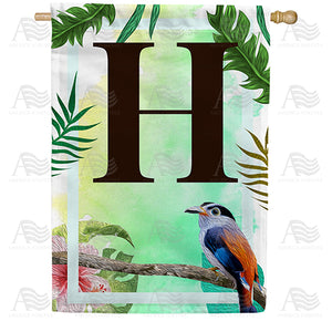 Tropical Bird Monogram Double Sided House Flag