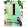 Tropical Bird Monogram Double Sided House Flag