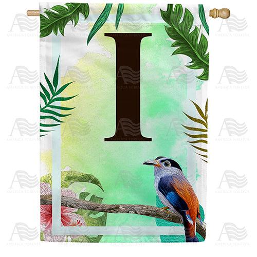 Tropical Bird Monogram Double Sided House Flag