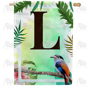 Tropical Bird Monogram Double Sided House Flag