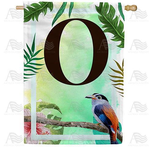 Tropical Bird Monogram Double Sided House Flag