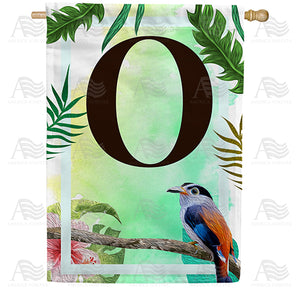 Tropical Bird Monogram Double Sided House Flag