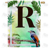 Tropical Bird Monogram Double Sided House Flag