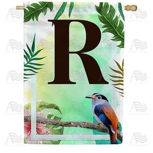 Tropical Bird Monogram Double Sided House Flag