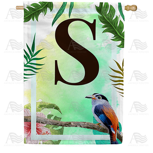 Tropical Bird Monogram Double Sided House Flag