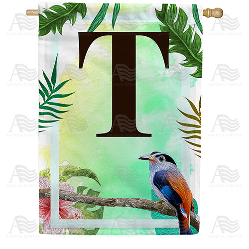 Tropical Bird Monogram Double Sided House Flag