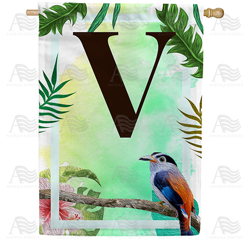 Tropical Bird Monogram Double Sided House Flag