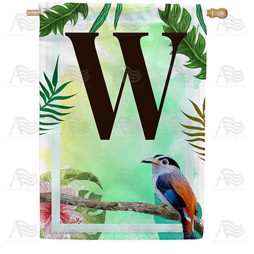 Tropical Bird Monogram Double Sided House Flag
