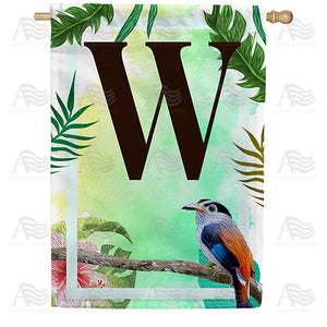 Tropical Bird Monogram Double Sided House Flag
