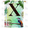 Tropical Bird Monogram Double Sided House Flag