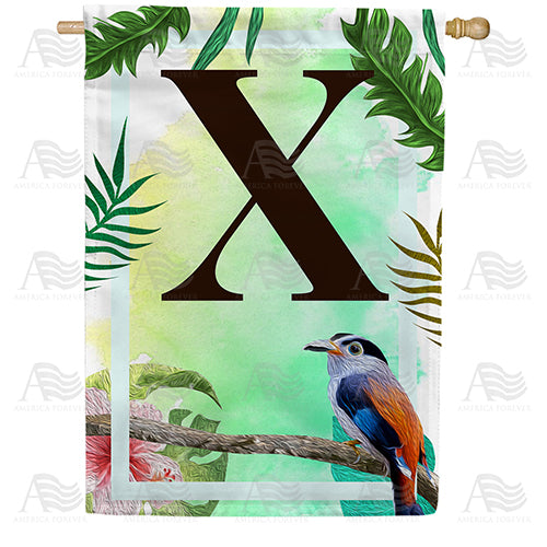 Tropical Bird Monogram Double Sided House Flag