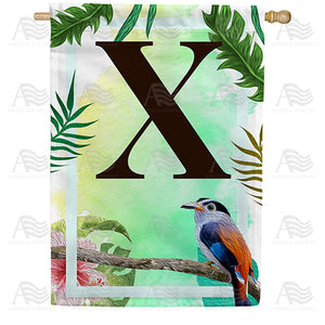 Tropical Bird Monogram Double Sided House Flag