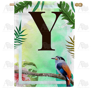 Tropical Bird Monogram Double Sided House Flag