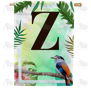 Tropical Bird Monogram Double Sided House Flag