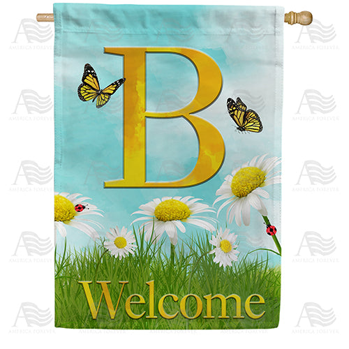 Loves Me, Loves Me Not Monogram Double Sided House Flag