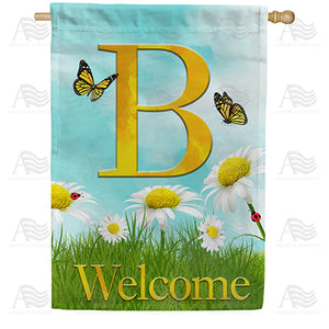 Loves Me, Loves Me Not Monogram Double Sided House Flag