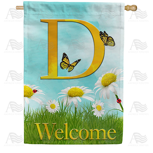 Loves Me, Loves Me Not Monogram Double Sided House Flag