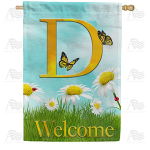 Loves Me, Loves Me Not Monogram Double Sided House Flag