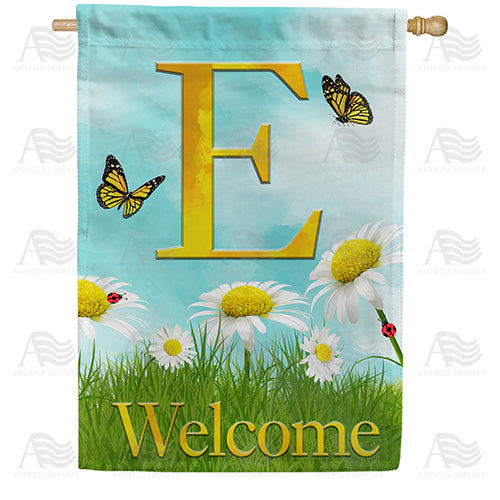 Loves Me, Loves Me Not Monogram Double Sided House Flag