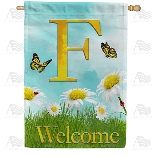 Loves Me, Loves Me Not Monogram Double Sided House Flag