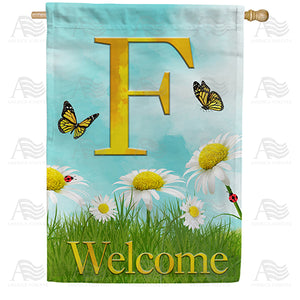 Loves Me, Loves Me Not Monogram Double Sided House Flag