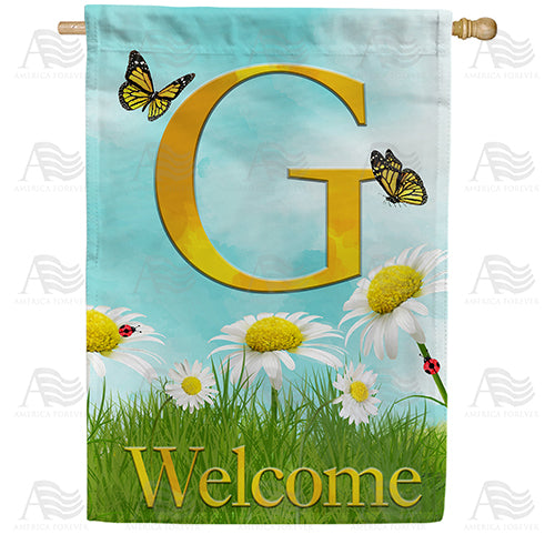 Loves Me, Loves Me Not Monogram Double Sided House Flag