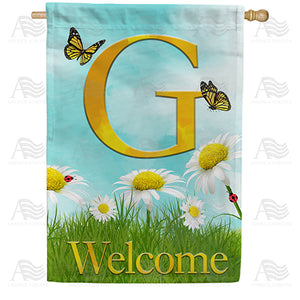 Loves Me, Loves Me Not Monogram Double Sided House Flag