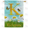 Loves Me, Loves Me Not Monogram Double Sided House Flag