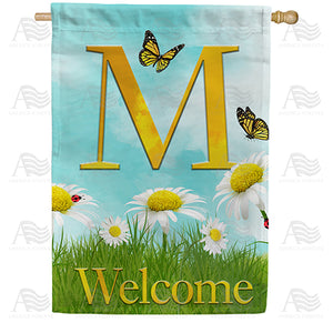 Loves Me, Loves Me Not Monogram Double Sided House Flag