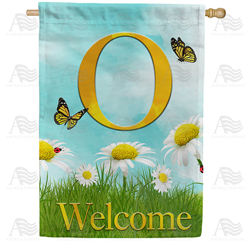 Loves Me, Loves Me Not Monogram Double Sided House Flag