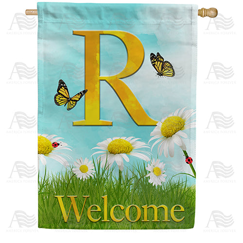 Loves Me, Loves Me Not Monogram Double Sided House Flag