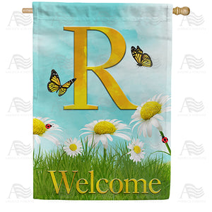 Loves Me, Loves Me Not Monogram Double Sided House Flag