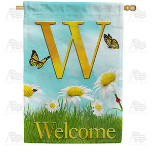 Loves Me, Loves Me Not Monogram Double Sided House Flag