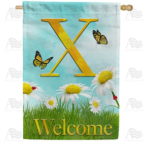 Loves Me, Loves Me Not Monogram Double Sided House Flag