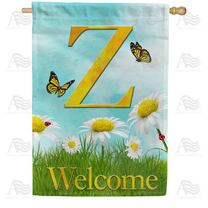 Loves Me, Loves Me Not Monogram Double Sided House Flag