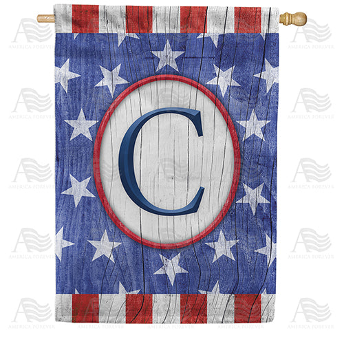 All American Old Wood Monogram Double Sided House Flag