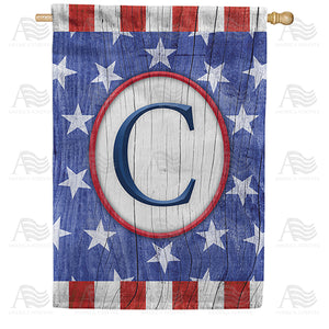 All American Old Wood Monogram Double Sided House Flag