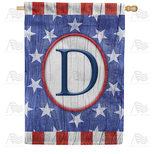 All American Old Wood Monogram Double Sided House Flag