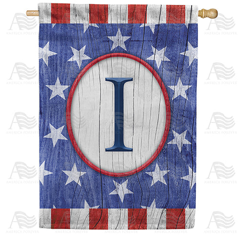 All American Old Wood Monogram Double Sided House Flag